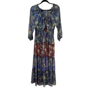 Figueroa & Flower Boho Maxi Dress Jewel Tones Celestial Women's Size Medium
